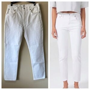 NWT AGOLDE Willow Mid Rise Slim Crop Jean in White (Sour Cream), Size 29